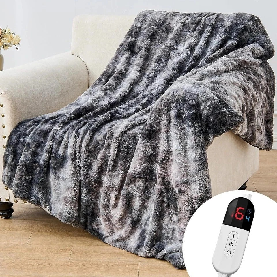 Electric Heated Blanket Throw 50''x60''Size Faux Fur Heating Blanket 10 Heating