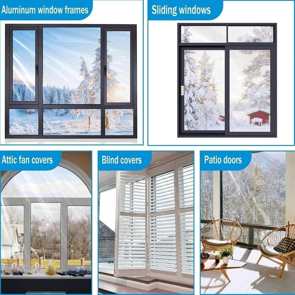 Window Insulation Kit, 63 × 394 Inch Plastic Window Coverings for Winter, Thicke