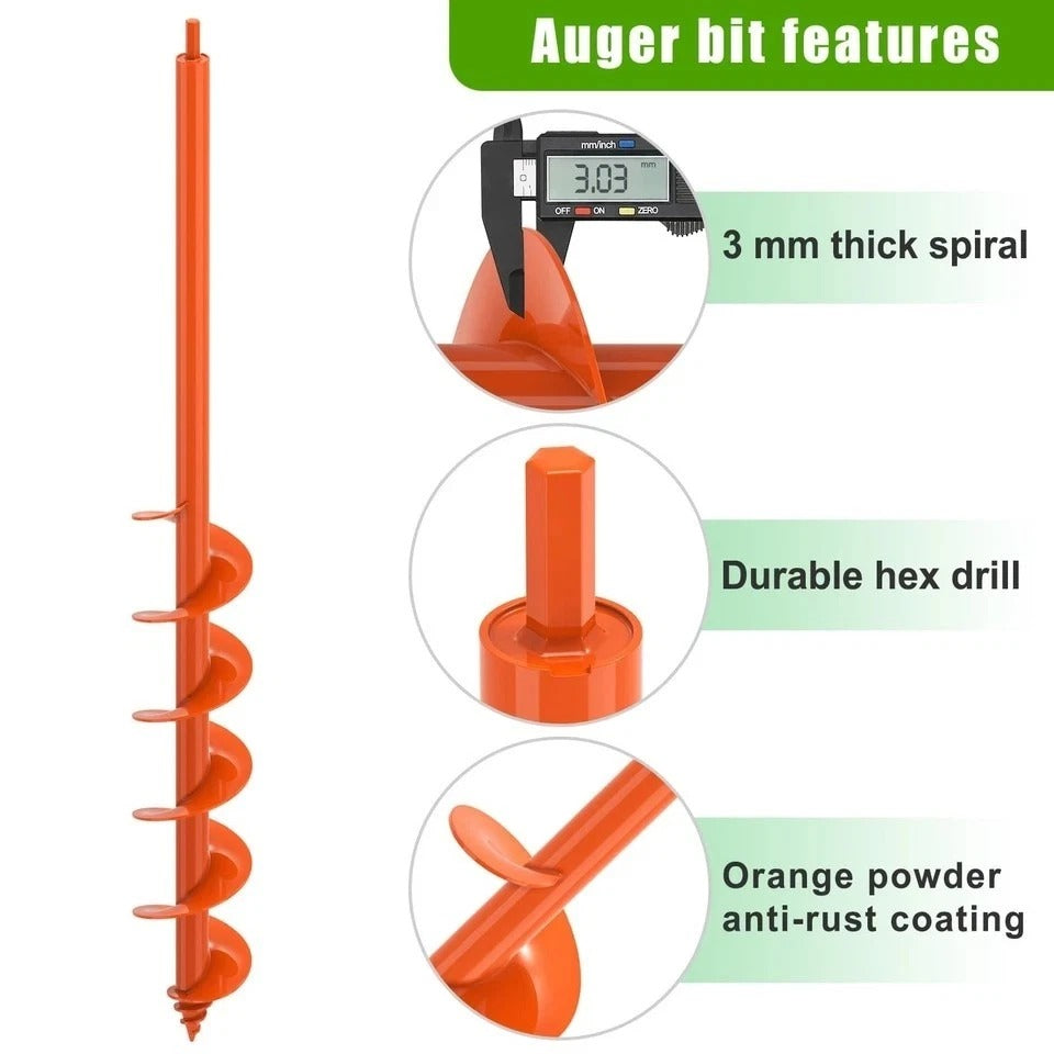 Threaded Auger Drill Bit Pro 3.5''x32'' Garden Earth Auger with Self-Tapping ...