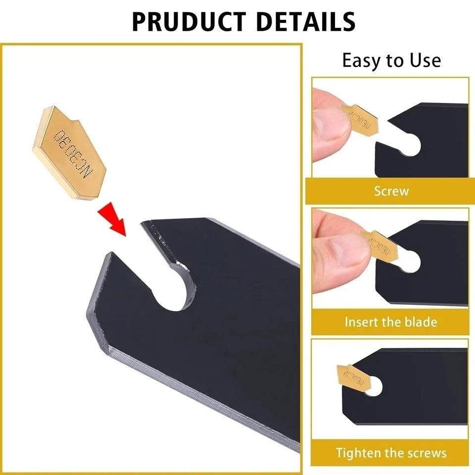 Lathe Cutting & Parting Tool Set with Durable GTN-3 Carbide Inserts Included