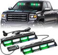 Green White Emergency Dash Strobe Lights Safety Flashing Warning Interior Front/