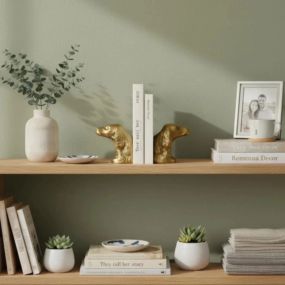 Decorative Bookends Gold Dog Heavy for Shelves