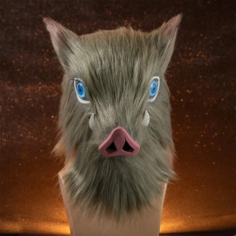 Inosuke Mask, Demon Boar Mask Full Head, Grey