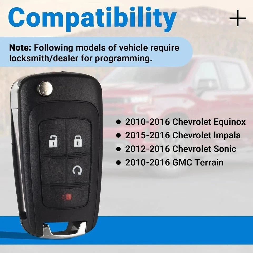 Key Fob Replacement Ignition Vehicles Compatible with 2010-2016 Equinox Sonic/ 2