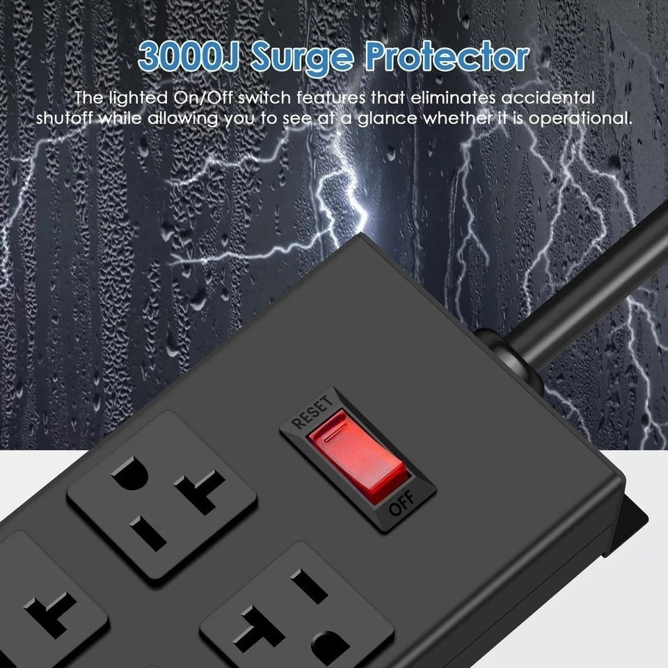 Heavy Duty 20 Amp Power Strip Garage 8 Outlets Metal 12 Gauge Surge Protector...