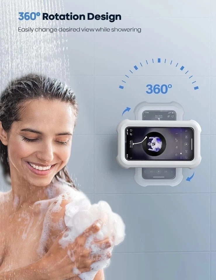 Waterproof Phone Holder for Shower Wall Mount 480° Rotatable Adjustable