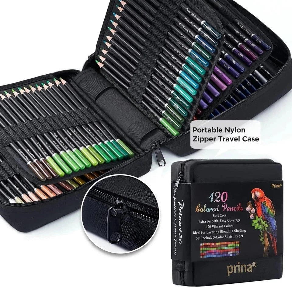 Art Supplies: 120 Colors of Vibrant Colored Pencils with Zipper Case & Tutorial