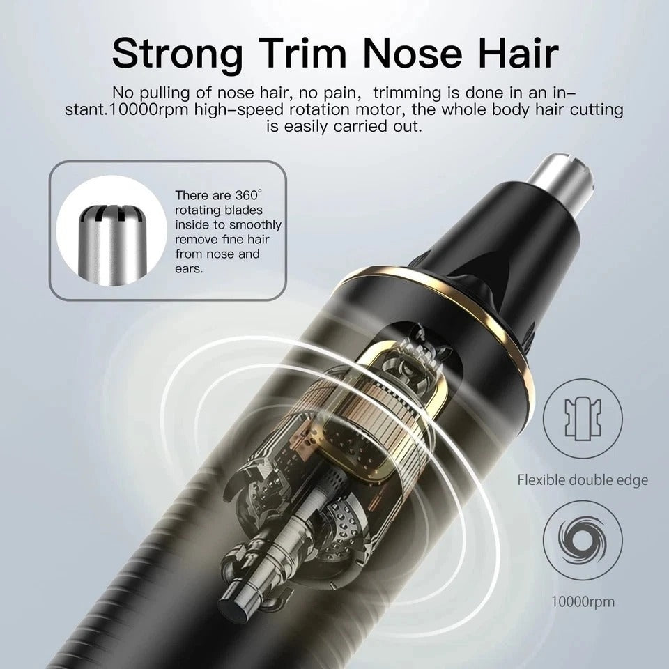 Professional Dual Edge Nose and Ear Hair Trimmer for Men - Low Noise & Compact