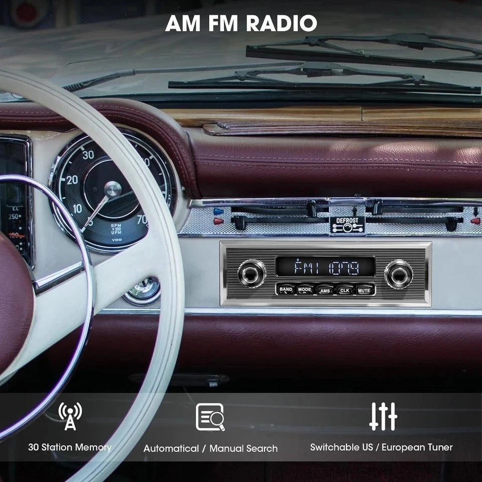 Bluetooth Retro Radio for Classic Vehicles: Single Din Vintage Stereo for Car -