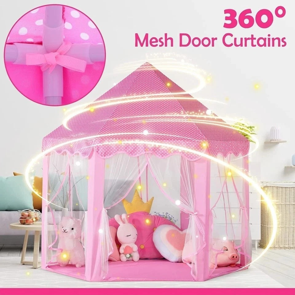 Princess Castle Play Tent for Girls Large Kids Play Tents Hexagon Playhouse w...