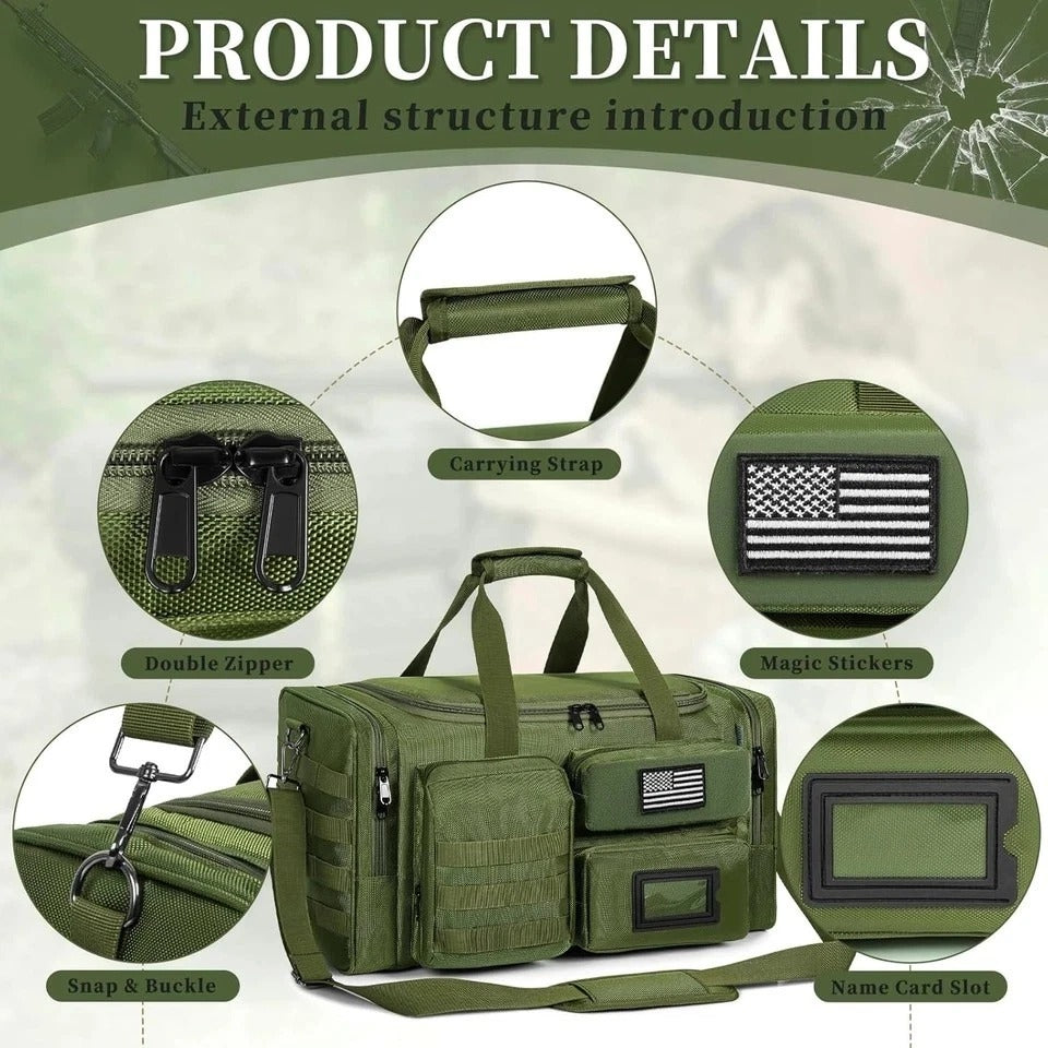 Tactical Pistol Range Bag, Gun Range Bag for Handguns, Shooting Duffle Range Pis