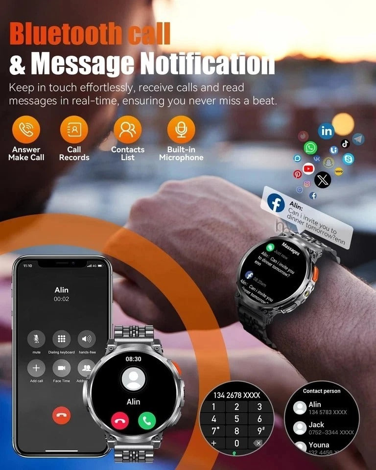 Big Screen Military Smart Watch for Men, Bluetooth Call, 114 Sports, IP68, 73...