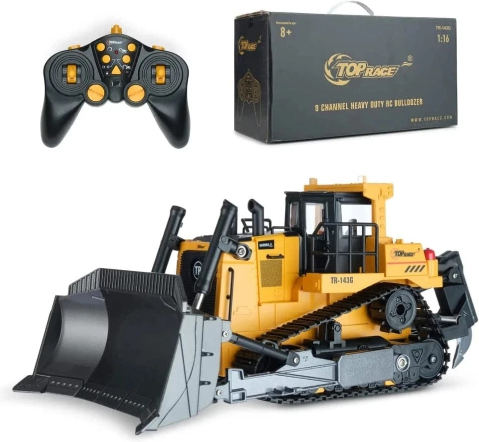 RC Bulldozer Toys for Boys - Remote Control Construction Vehicle with Metal Shov