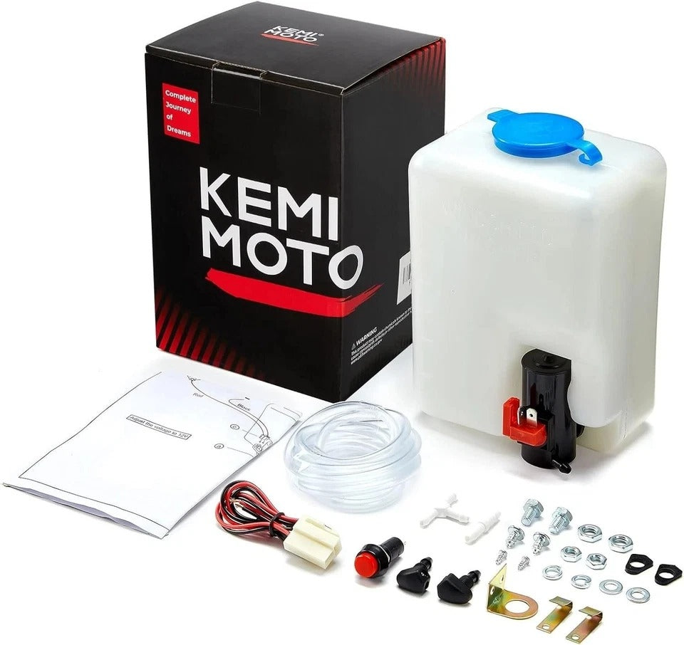 KEMIMOTO Universal Car Windshield Washer Pump Washer Fluid Reservoir Bottle Kit