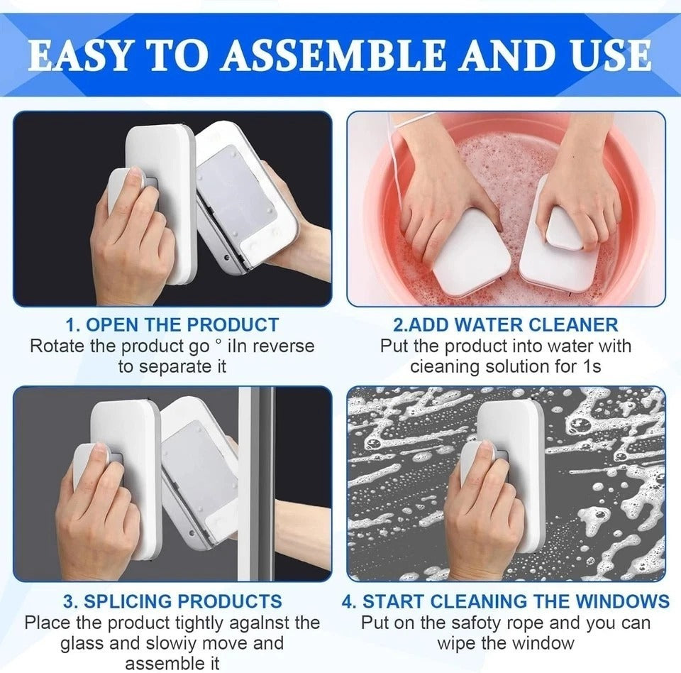 Magnetic Windshield Cleaner Tool – Double Sided Car Window Glass Wiper