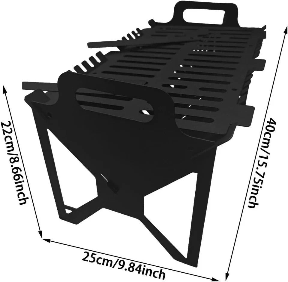 Slot Grill - Collapsible BBQ Grill For Easy Storage Steel, Stainless Steel Slot