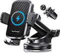 Chgeek Wireless Car Charger with Phone Holder Mount, 15W Fast Charging Auto Clam