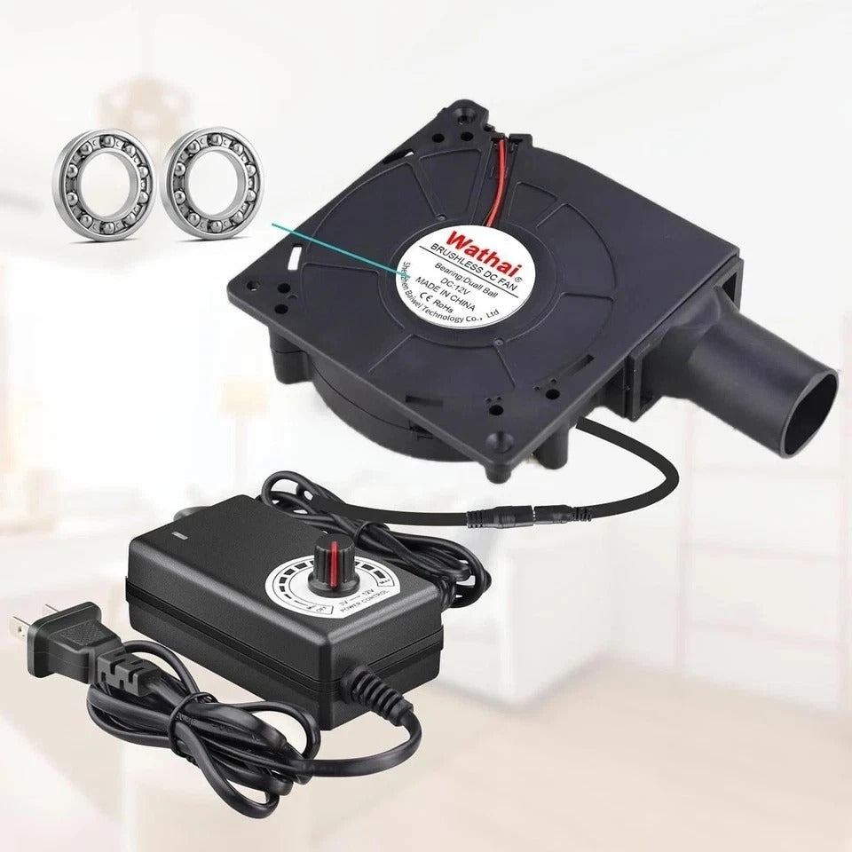Quiet 120mm Variable Speed Blower Fan 110V-240V - Perfect for BBQ & DIY Projects