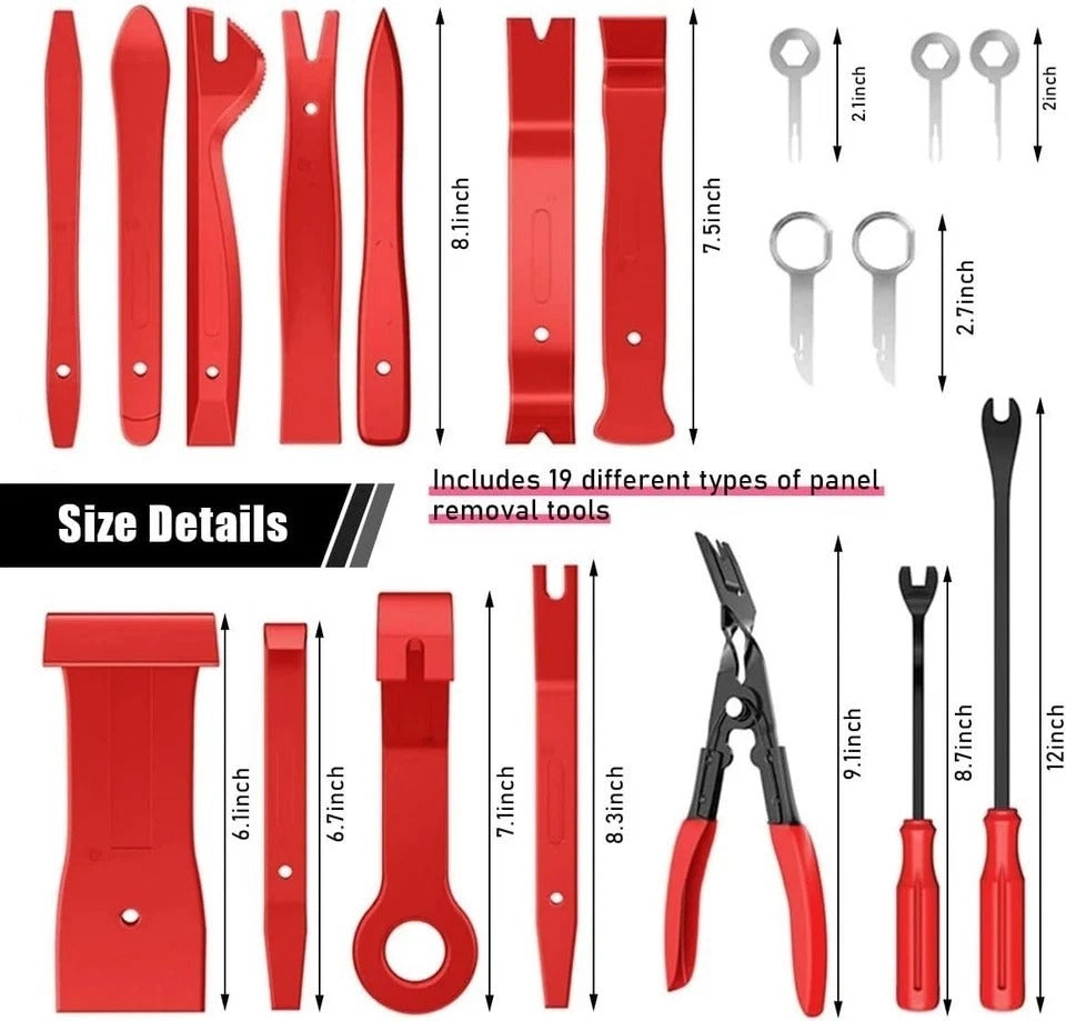 19PCS Trim Removal Tool Set, Car Panel Door Audio Trim Removal Tool Kit, Plastic