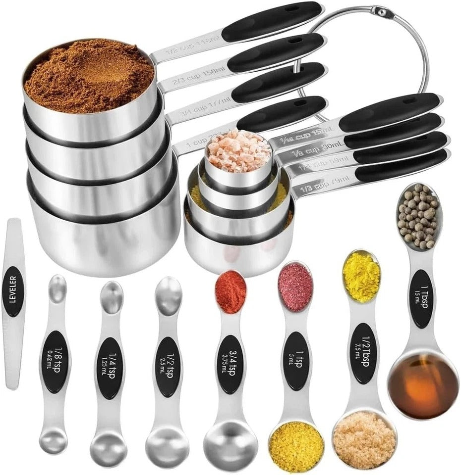 16 Pieces Measuring Cups and Magnetic Measuring Spoons Set Stainless Steel,8 Mea