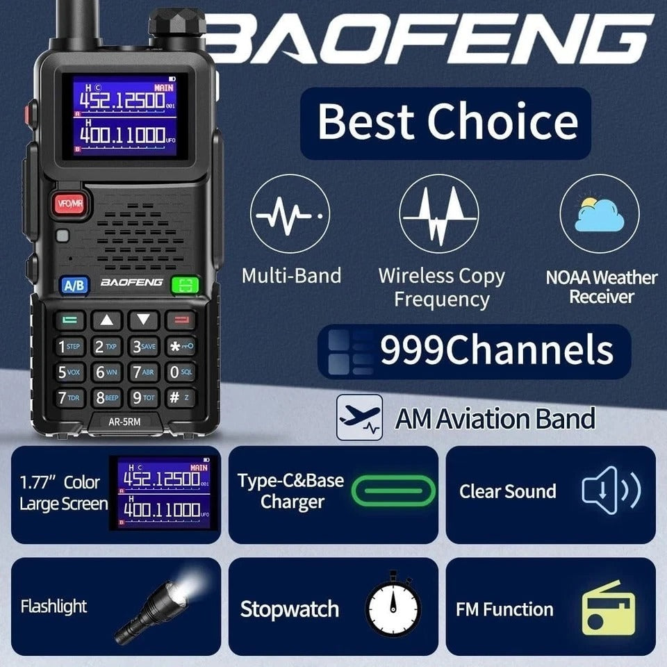 2 Pack BAOFENG Ham Radio Long Range 10W Walkie Talkies USB-C Rechargeable 999CH