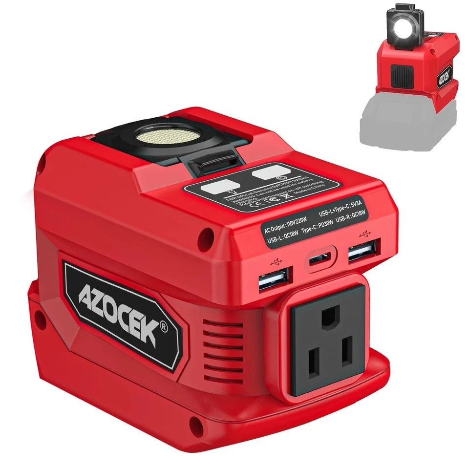 220W Portable Power Inverter for Milwaukee 18V Battery AC 110V USB Ports
