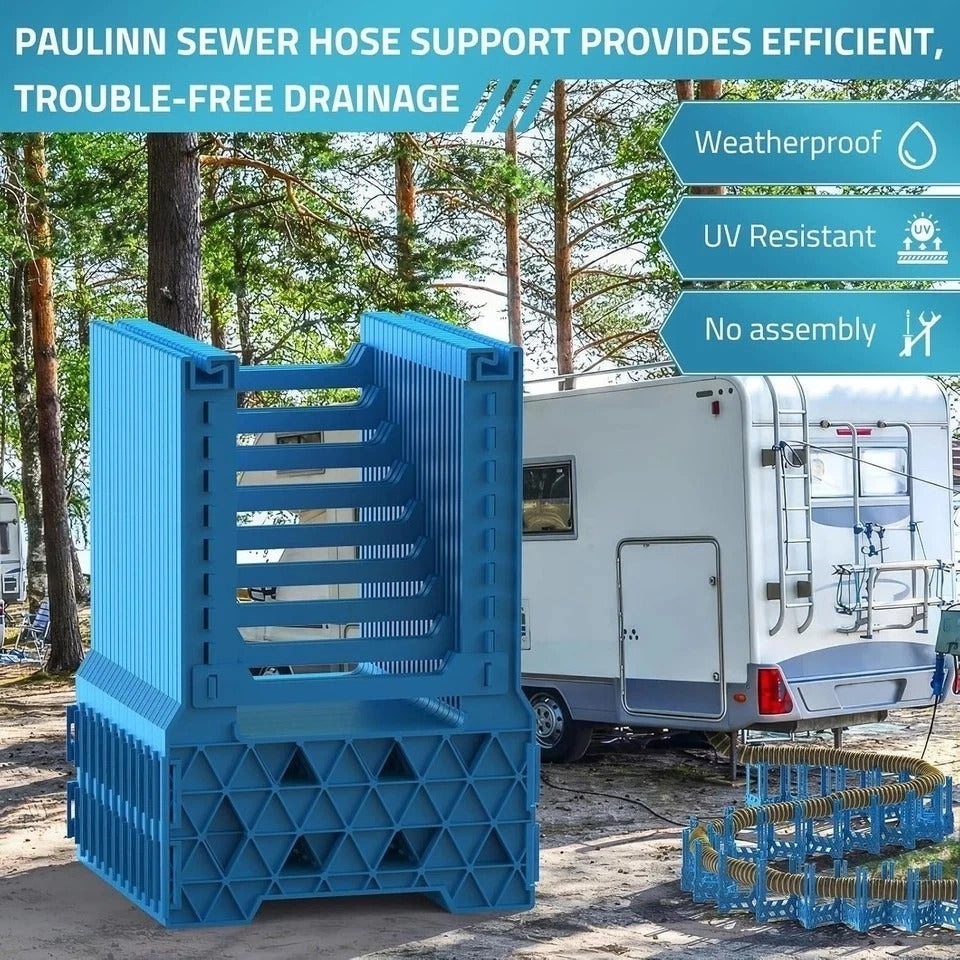 Enhanced 20FT RV Sewer Hose Support - Stable, Weatherproof Design for Campers