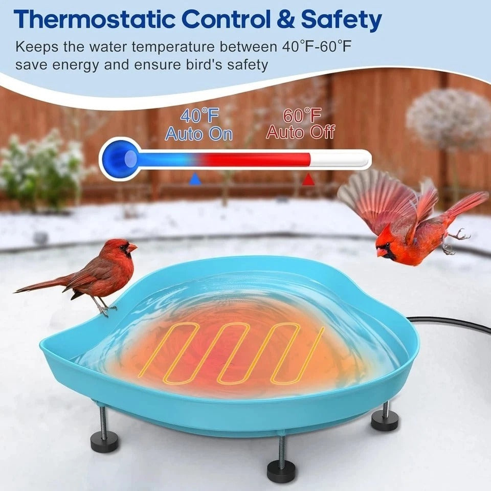 Heated Bird Baths for Outdoors for Winter - 60W Thermostatically Controlled Heat
