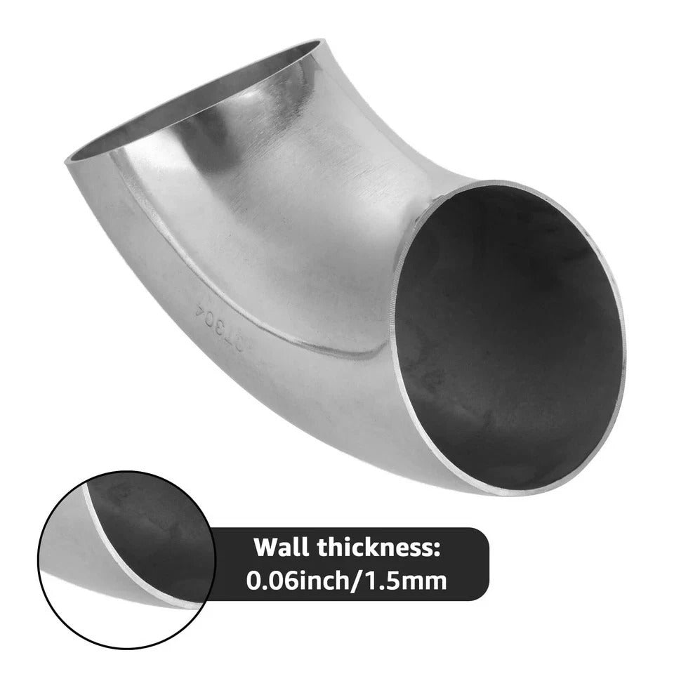 8 Pack 2.5 Inch 304 Stainless Steel Exhaust Elbow Pipe 90° Mandrel Bend Elbow...