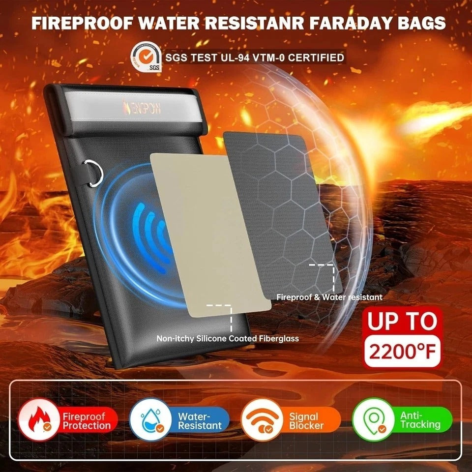 ENGPOW Military Grade Faraday Bags,4 Pack Faraday Cages for Laptops,Tablets,Phon
