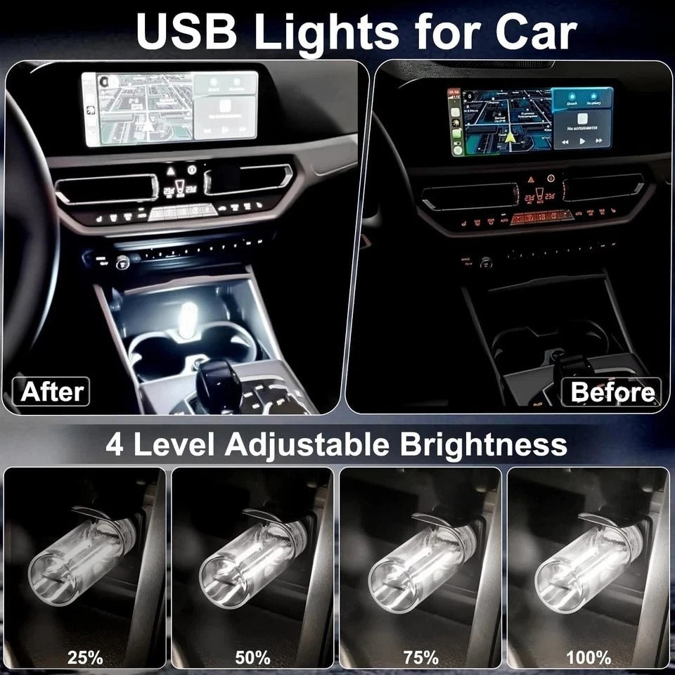 2PCS USB Lights for Car, Touch Dimmable Retro Lamp Interior LED Ambient white