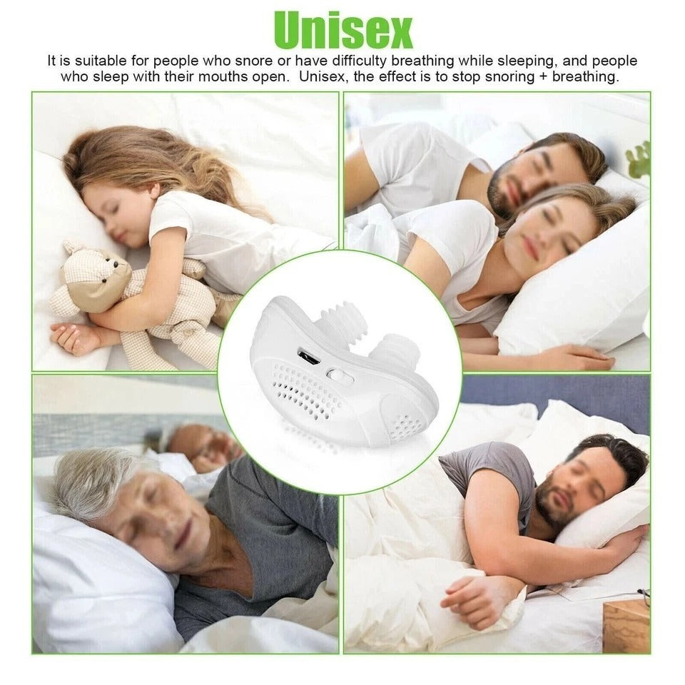 Stop Snore Aid Stopper Micro Electric Noise Anti Snoring Device Sleep Apnea Blue