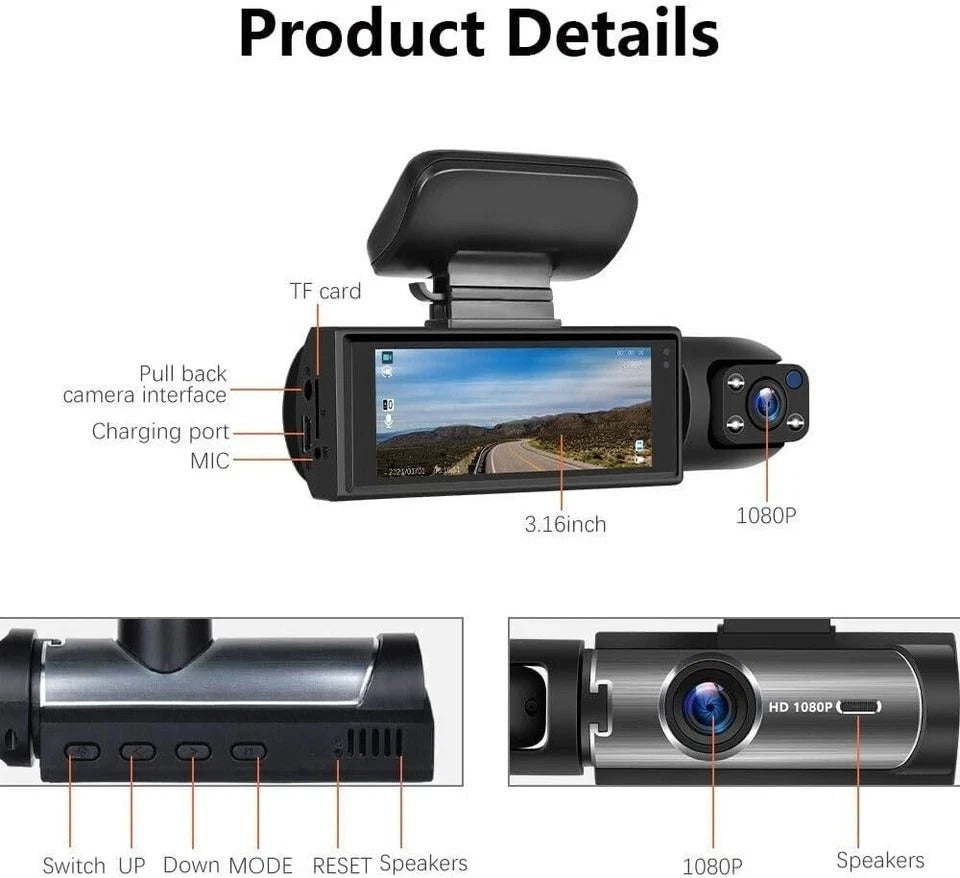 Camara De Seguridad Para Carro Auto lenses Delantero/Trasero/Interior Dash Cam