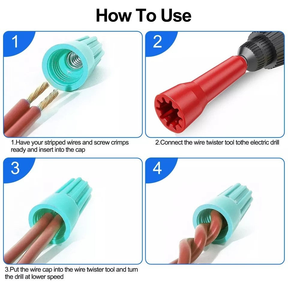 3x Wire Stripping&Twisting Tool Electrical Drill Wire Stripper Cable Nut Twister