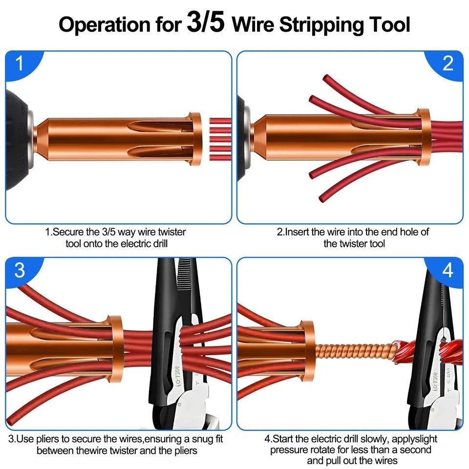 3x Wire Stripping&Twisting Tool Electrical Drill Wire Stripper Cable Nut Twister