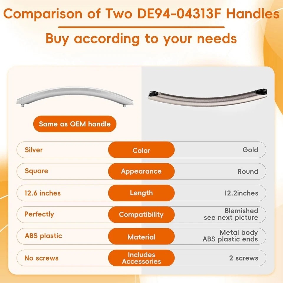2025 Upgrade ME16A4021AS Microwave Door Handle, Replaces for Samsung DE94-04313F