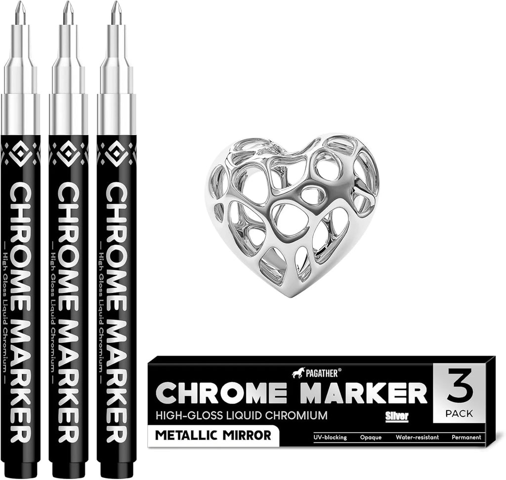 3 Pcs Silver Chrome Paint Markers for Plastic, Metal, Model, Jewelry, DIY Art