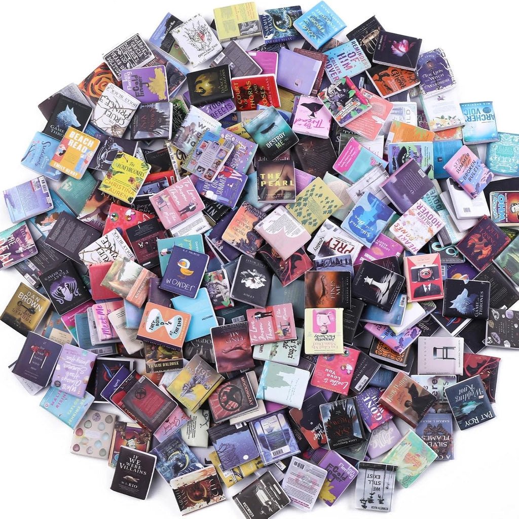 DIYDEC 300Pcs Mini Books Miniatures Dollhouse Books for Anxiety Bookshelf Tiny P