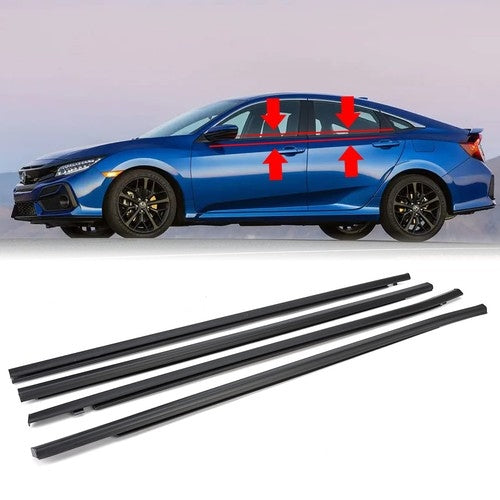 Weatherstrip Window Trim Seal Belt for 2016-2021 Honda Civic Sedan - 4 Pcs