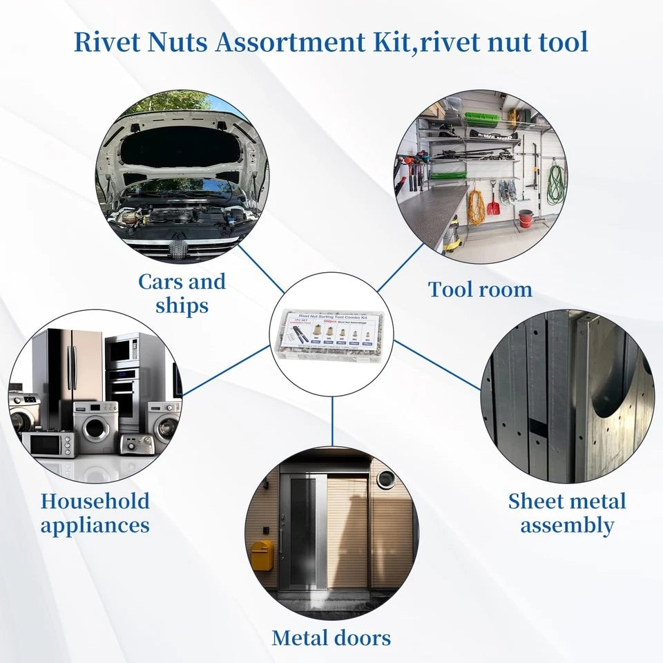Rivet nut Tool kit,rivnut Tool,500Pcs Metric Rivet Nut Combination (M3/M4/M5/...