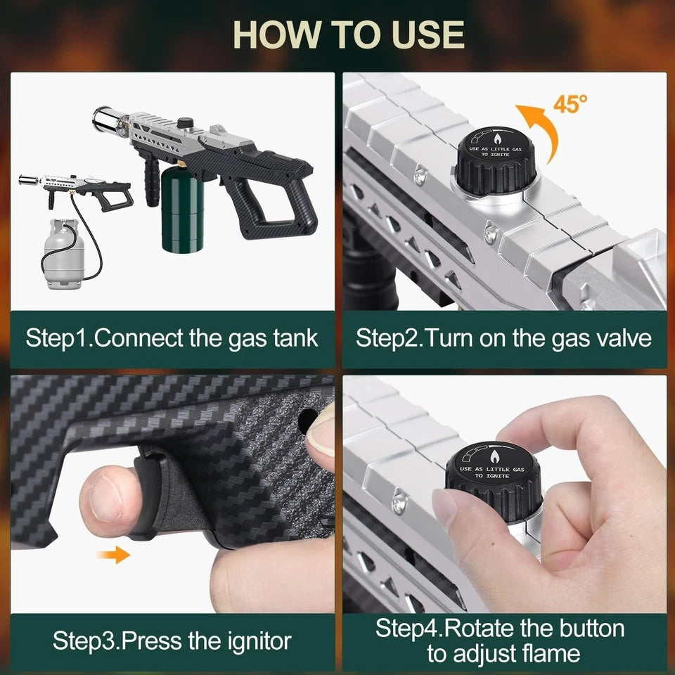 Semlos Propane Torch Head, Powerful Flame Thrower Gun, Adjustable Charcoal Li...