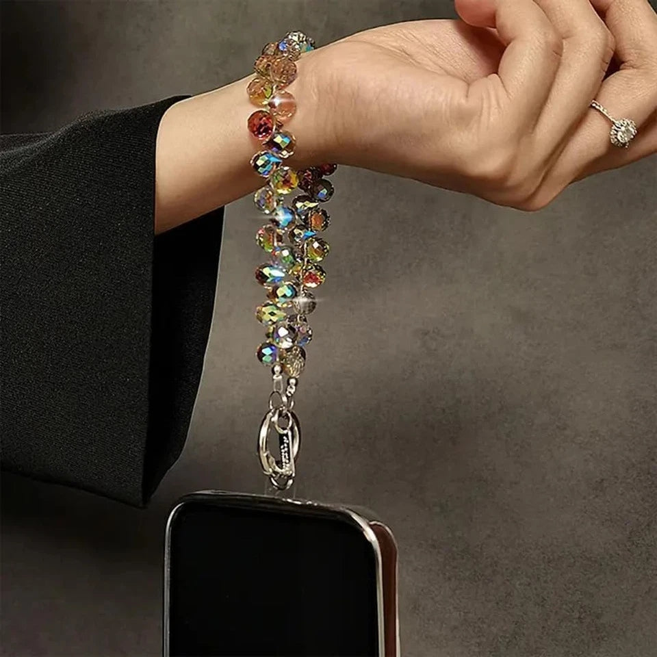 Crystal Beaded Phone Wrist Strap Lanyard Keychain Wristlet Chain for Cell Phones