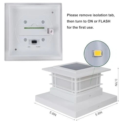 8 Pack Solar Flame Post Lights Outdoor Solar Powered Fence Post White Shell Cap
