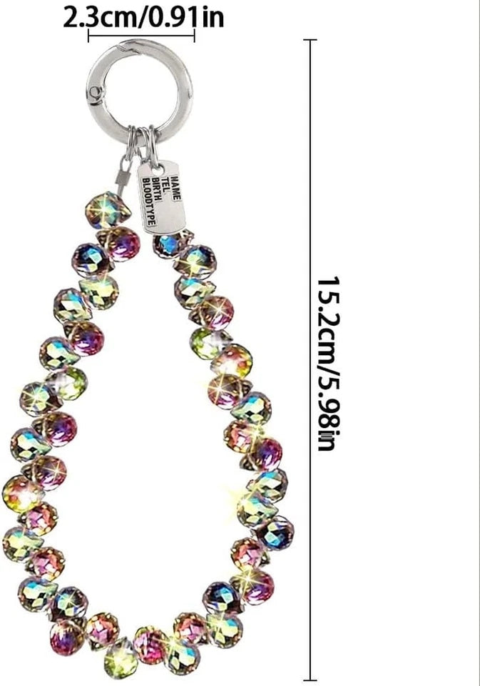 Crystal Beaded Phone Wrist Strap Lanyard Keychain Wristlet Chain for Cell Phones