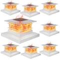 8 Pack Solar Flame Post Lights Outdoor Solar Powered Fence Post White Shell Cap