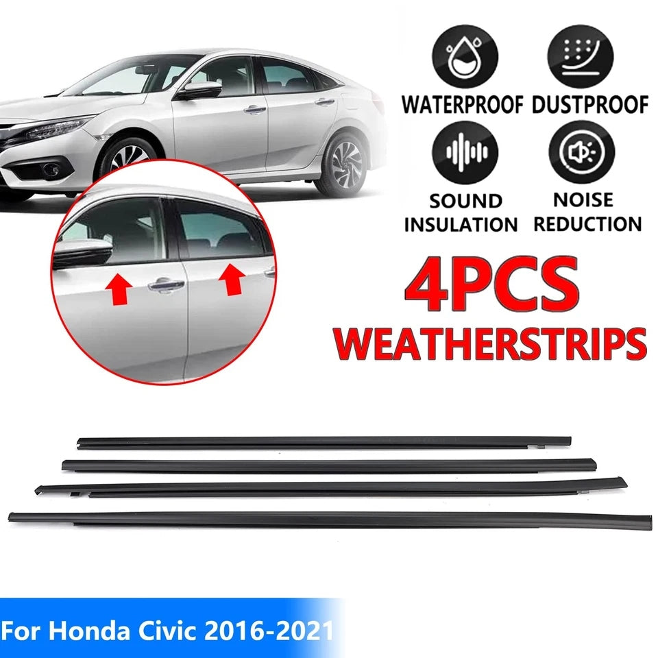 Weatherstrip Window Trim Seal Belt for 2016-2021 Honda Civic Sedan - 4 Pcs