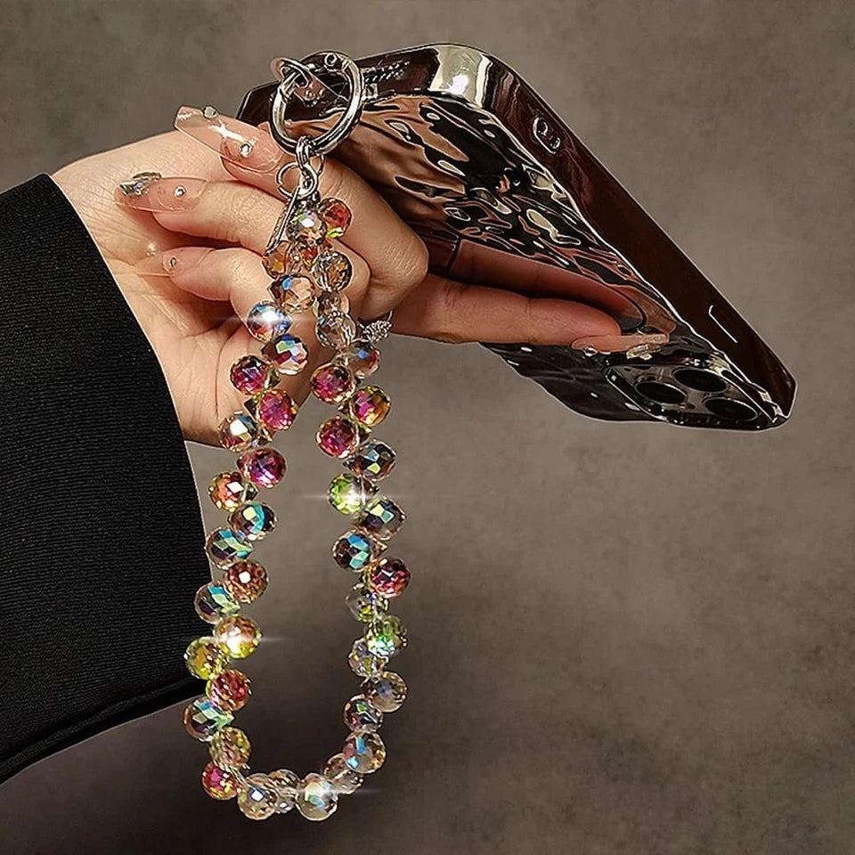 Crystal Beaded Phone Wrist Strap Lanyard Keychain Wristlet Chain for Cell Phones