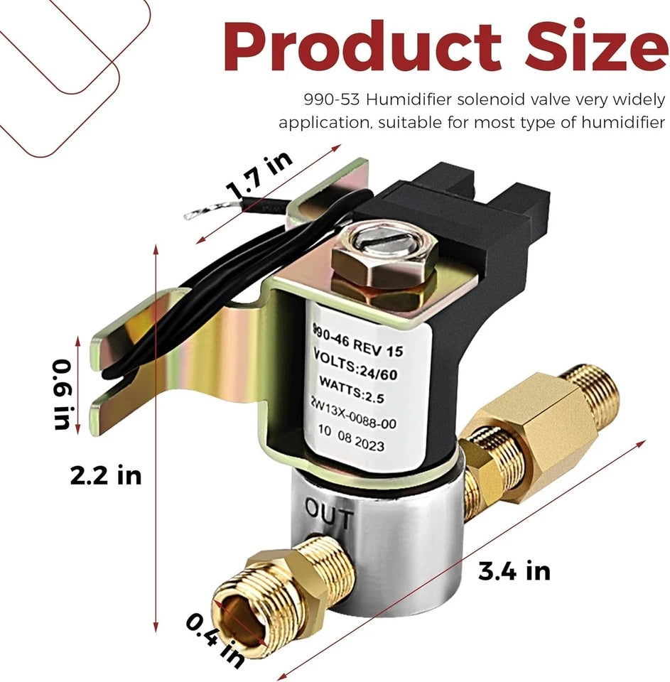 24V Humidifier Water Solenoid Valve for GeneralAire 1042 1042L 1042LH 1137 1040L