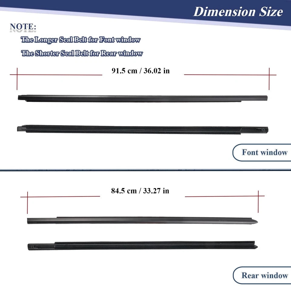 Dodge Ram 2009-2021 Window Molding Trim Seal Outer Door Belt Black