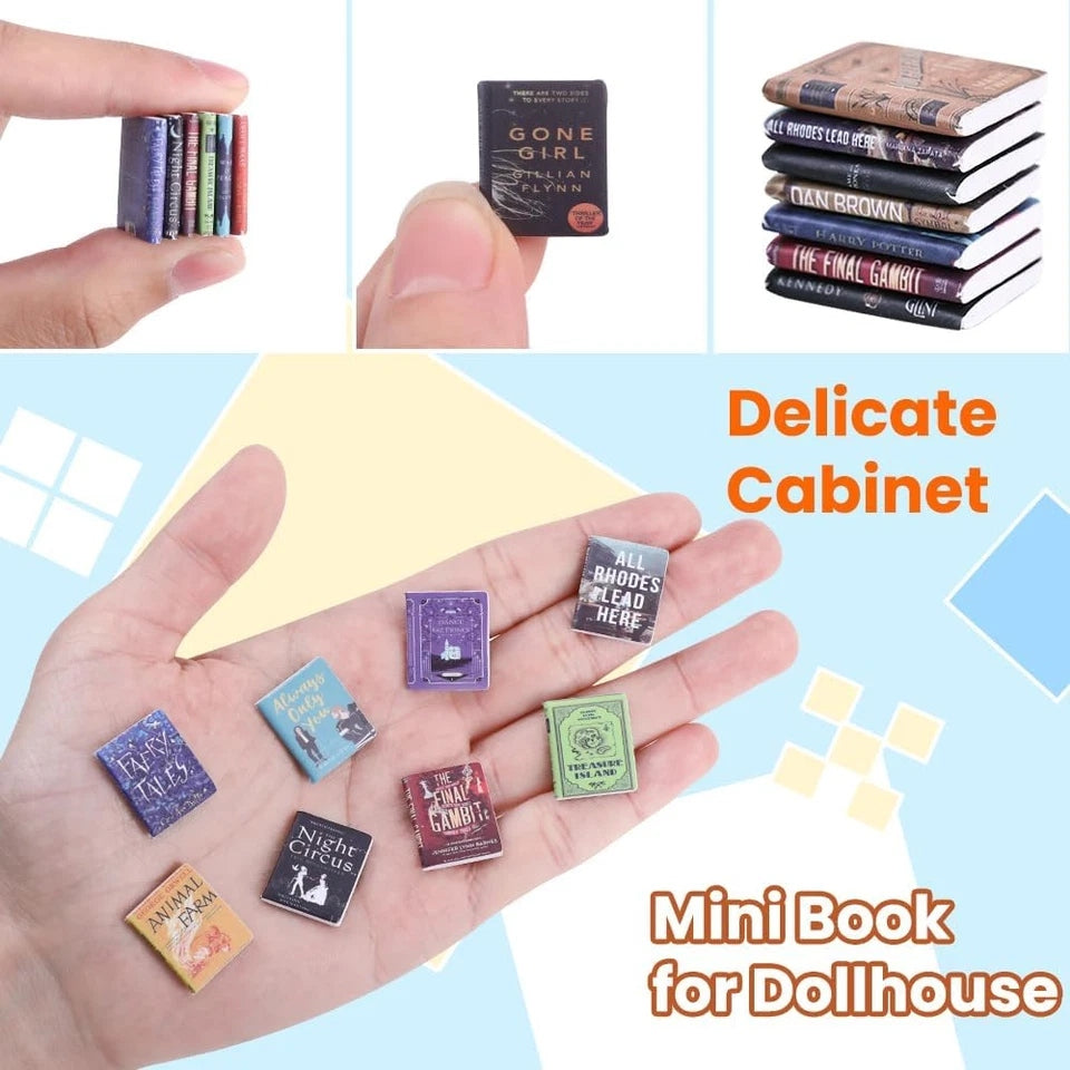 DIYDEC 300Pcs Mini Books Miniatures Dollhouse Books for Anxiety Bookshelf Tiny P